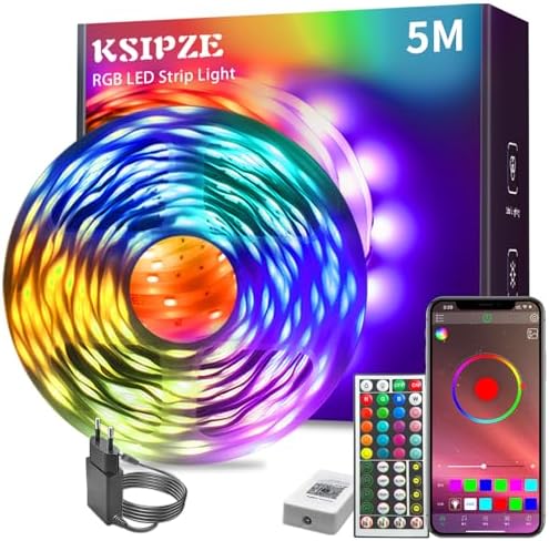 KSIPZE Tira de luces LED RGB de 10 m, con mando a distancia, apli...