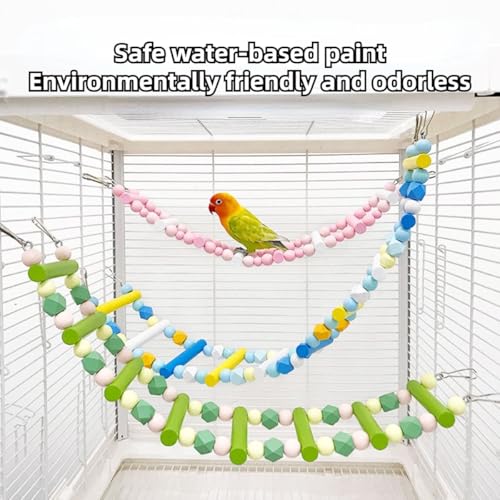 Escada de escalada de madeira, contas de madeira coloridas, escada de escalada, periquito, brinquedo