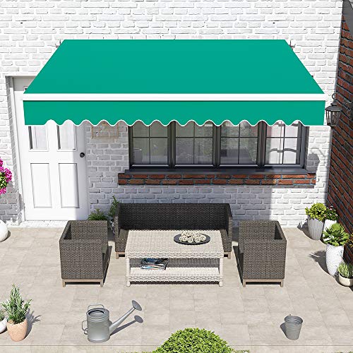 Greenbay Green DIY Manual Patio Awning, Retractable Gazebo Outdoor Canopy, Garden Sun Shade - 3m x 2.5m