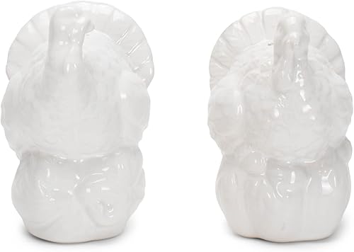 Miniatura 7 de Nat & Jules Pavo atop a Pumpkin - Salero y pimentero de cerámica de 3 x 2 pulgadas, perfecto para Acción de Gracias y decoración de otoño en