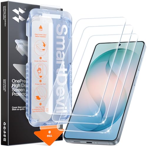 SMARTDEVIL 3 Pack for Samsung Galaxy S26 Screen Protector Finger Print Reader Compatible Fast & Easy Installation Clear 9H Tempered Glass Film Alignment Frame [Dust-Free & Bubble-Free]