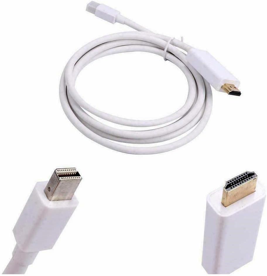 Mini Displayport to HDMI Cable, Thunderbolt 1/2 to HDMI Cable Supports 1080P Full HD, Mini DP to HDMI Lead Compatible with Surface, Monitor, Projector and More - 1.8 Meter White