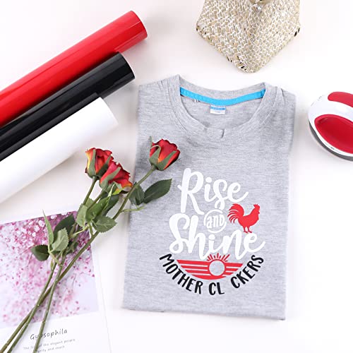 Image of HTVRONT HTV Vinyl Rolls Red Black and White Heat Transfer Vinyl - 12 inch x 20ft HTV for Shirts, Iron on Vinyl for All Cutting Machines - Easy to Cut & Weed for DIY Heat Transfer Design