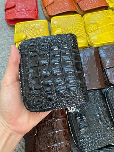 Genuine Alligator Wallet Credit Card Holder skin Alligator Wallet Leather women's alligator mini walllets leather for womens (Black)2
