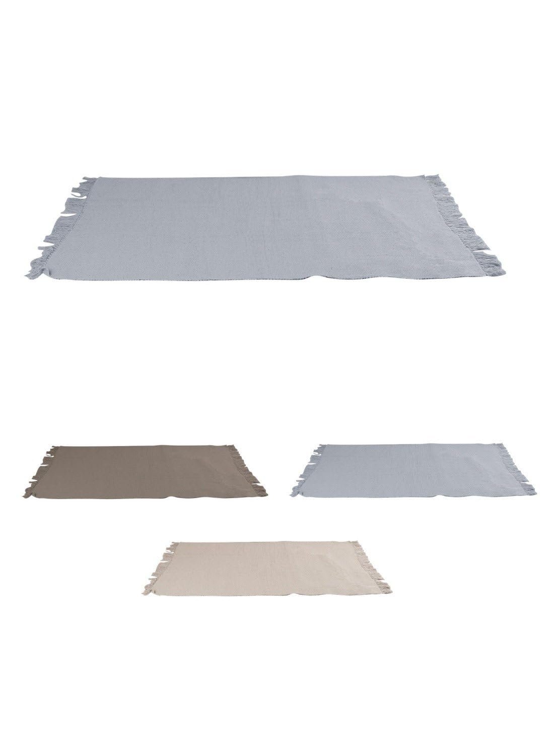 JARDIN202 - Alfombra 100% Algodón con Flecos - Felpudo Rectangular para Salón, Dormitorio y Recibidor | 80x120 cm (Gris)