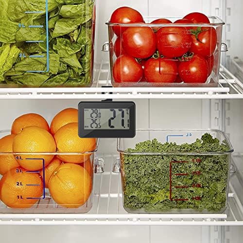 Fridge Thermometer Digital Refrigerator Thermometer Digital Fridge Freezer Thermometer with Max Min Freezer Thermometer Monitor with Hanging Hook Retractable Stand