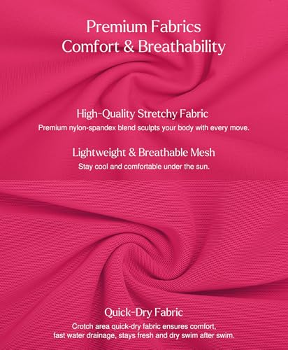 Popilush One Piece Swim Dress Shapewear Bathing Suit for Women Tummy Control Ruched Split Swimsuits Pink — view 5