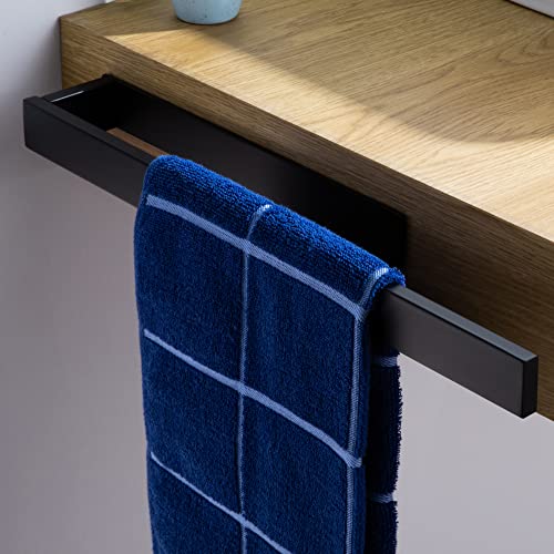 ZUNTO Toallero Negro - Adhesivo Toalleros de Baño Barra Toallero Sin Taladro, Acero Inoxidable