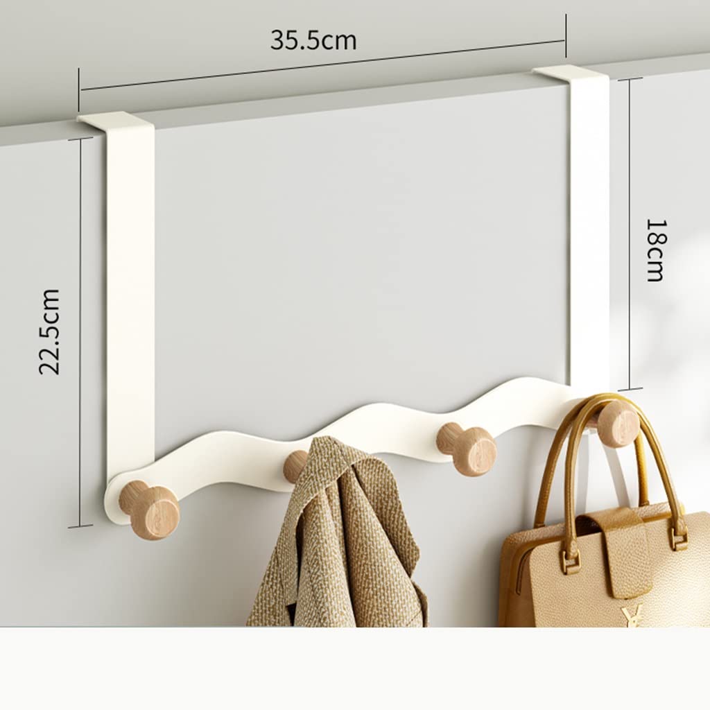 Türgarderobe, Türgarderobe Zum Einhängen mit 4/5/6 Türhaken Aus Holz für Hängende Jacken Mäntel Hoodies Handtaschen (Color : White(2pcs), Size : 4 Hooks)