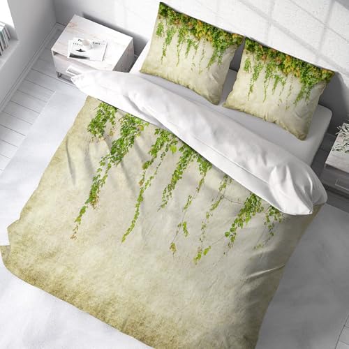 Ensemble de literie 100% microfibres de haute qualité lierre vert style vintage 228x264cm - 3
