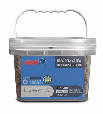 1200 pcs #8 x 2-1/2" Wood Screws Square Drive, Exterior Grade, Brown Ruspert Coating, Deck Screws with 2" S2 Bits Included