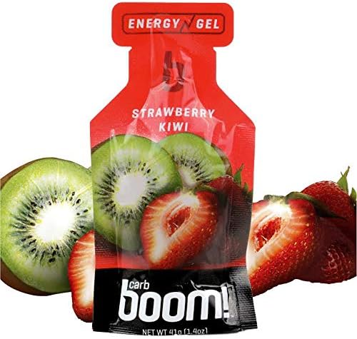 Boom Nutrition - Carb Boom Energy Gel - Fruit-Flavored Energy Gels - Workout Gel - Energy Gel for Cycling - Running Gel - Natural Energy Gel - Strawberry Kiwi (24 Pack)