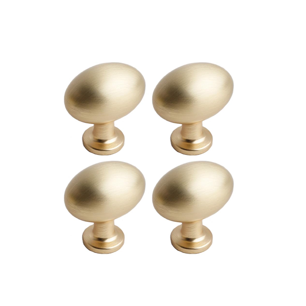 4 Pack Gold Cabinet Knobs 1.3" Brushed Gold Egg Drawer Knobs Zinc Alloy Single Hole Pulls for Dresser 33mm Oval Cupboard Handles for Kitchen Wardrobe Cabinet Bathroom Hardware (4, Brushed Gold) — image 1