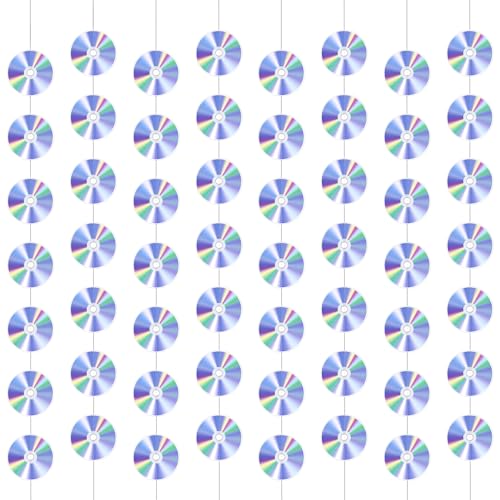 8 Pièces Décorations Suspendues pour Fête Rétro Guirlande des Années 80 90 Bannière Disque CD Y2k Décoration Suspendue Guirlande Musicale pour Fête...