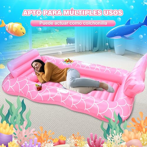 Miniatura 5 de Herefun Colchoneta Piscina Adulto, Flotador Inflable Piscina Grande, Colchoneta Piscina Hinchable, Flotadores Piscina Para Adultos, Cama Flotante Inflable Para Adultos Niños