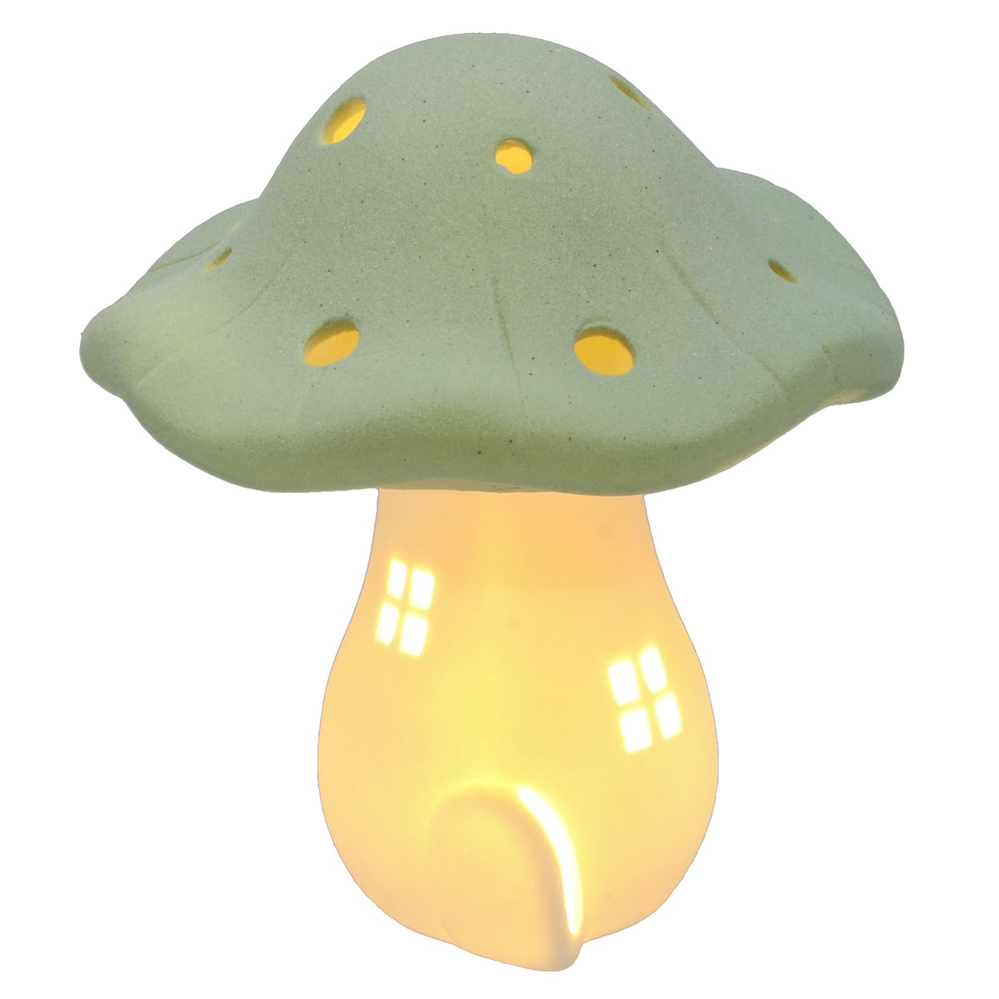 Shudehill Giftware Mushroom Glow LED Light Up House Mini Lamp Ornament - Grey, Sage or Pink (Sage)
