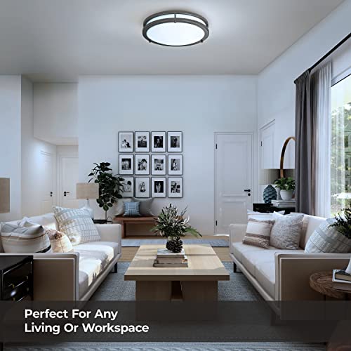 Lb72160 Led Flush Mount Ceiling Light, 12 Inch, 15W (150W Equivalent) Dimmable 1200Lm, 5000K Daylight, Oil Rubbed Bronze Round Lighting Fixture For Kitchen,Hallway,Bathroom,Stairwell #TOP3
