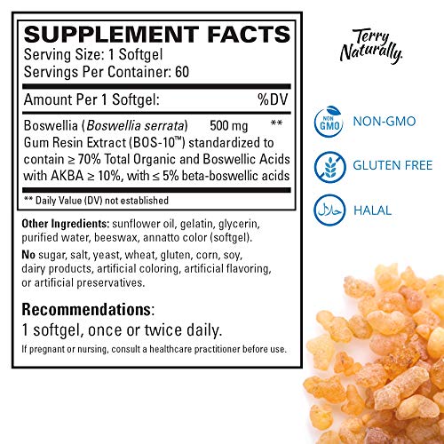 Terry Naturally Bosmed 500 - 60 Softgels - Extra Strength 500 Mg Boswellia Supplement - Non-Gmo, Gluten Free - 60 Servings #TOP2