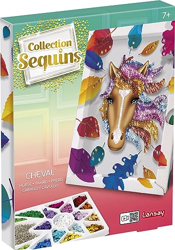 Collection Sequins Lansay Cheval – Kit Créatif Tableau à Sequins pour Fille dès 7 Ans – Activité Manuelle Étincelante – Base Polystyrène –...