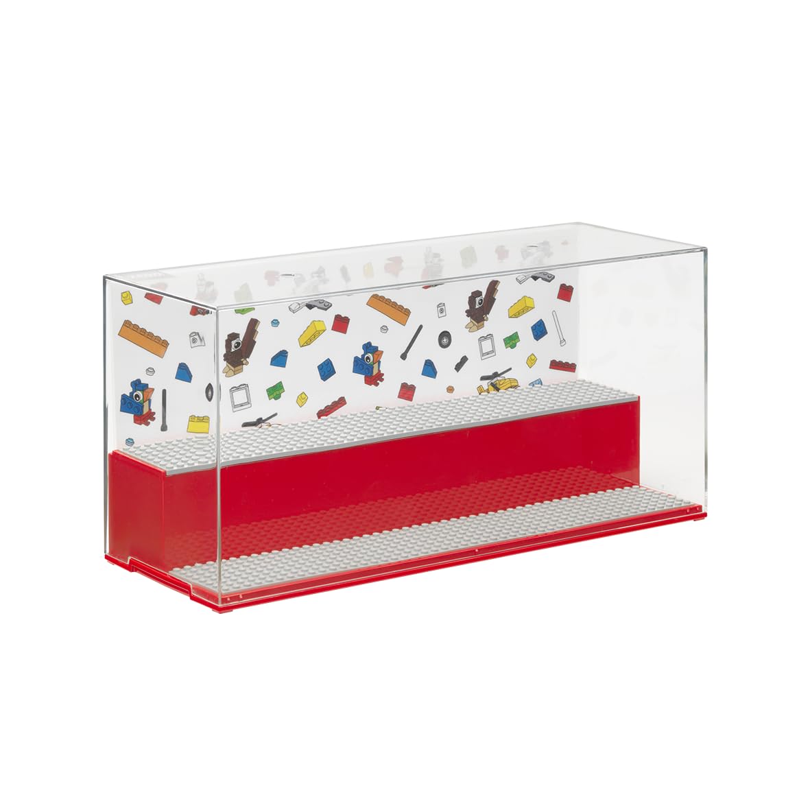 Lego Play & Display Case Con Piastre Di Base Grigie: Soluzione Sicura E Senza Polvere Per Set E Minifigure Lego, Scatola Lego, Decorazione Per La Casa, Rossa-image