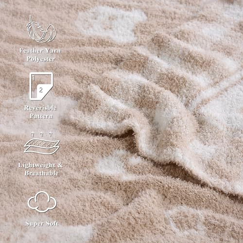 Image of Beige Teddy Bear Baby Blanket 30x40 Inch Soft Knitted Plush Throw, Nursery Essentials for Newborn Boys Girls Toddler, Chenille Swaddle Blanket