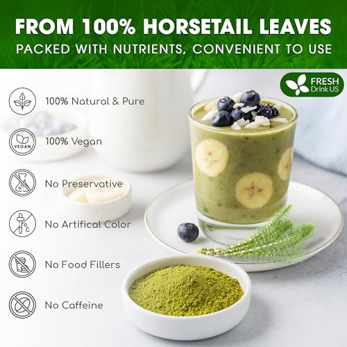 Image of FreshDrinkUS, Horsetail Leaf Powder 8oz | Premium Quality, Sustainably Sourced, All-Natural Herbal Powder for Tea, Smoothies, and DIY Creations | Resealable Pouch for Freshness