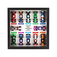 Display Case compatible with LEGO 71049 F1 Collectible Race Cars Display Compatible with Ikea SANNAHED Frame, (UV Printed Panel + Black Ikea Frame)