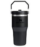 IceFlow 2.0 Flip Straw Tumbler with Handle 20 oz | Twist On Lid and Flip Up Straw | Leak Resistant Water Bottle | Insulated Stainless Steel | BPA-Free | Black 2.0