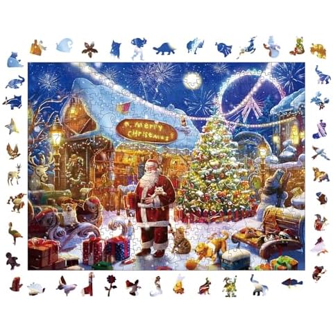 Wooden Puzzles for Adults, Christmas Wooden Puzzle 500 Pieces, Irregular Animal Shaped Wood Puzzles Adult, Unique Wooden Jigsaw Puzzles, Creative Ghristmas Gifts for Teenagers and Adults Cover