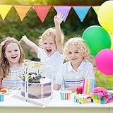 Transparent Cake Box Plastic Gift Box with Lids Double Layer Transparent Cube with Ribbon Base Bakery Packaging for Dessert 10 Inch - Image 7