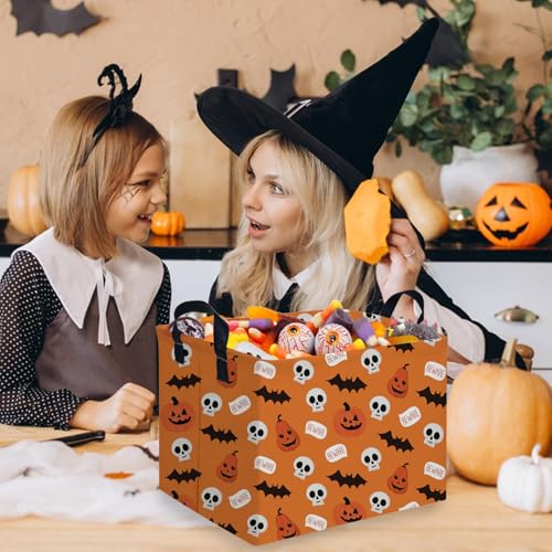 Image of Halloween Ghost thriller basket,Empty Halloween basket,Horror and thriller decor,Trick or Treat Box for Boys and Girls,Horror decor(Bat pumpkin)