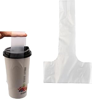 200 Pack Drinking Bags with Handle Disposable T-Shaped Drink Carrier Bag Single Cup Holder Grip Carrier for Delivery Beverage Packing Carry To Go Coffee Bar Milk Tea Juice Shop Supplies