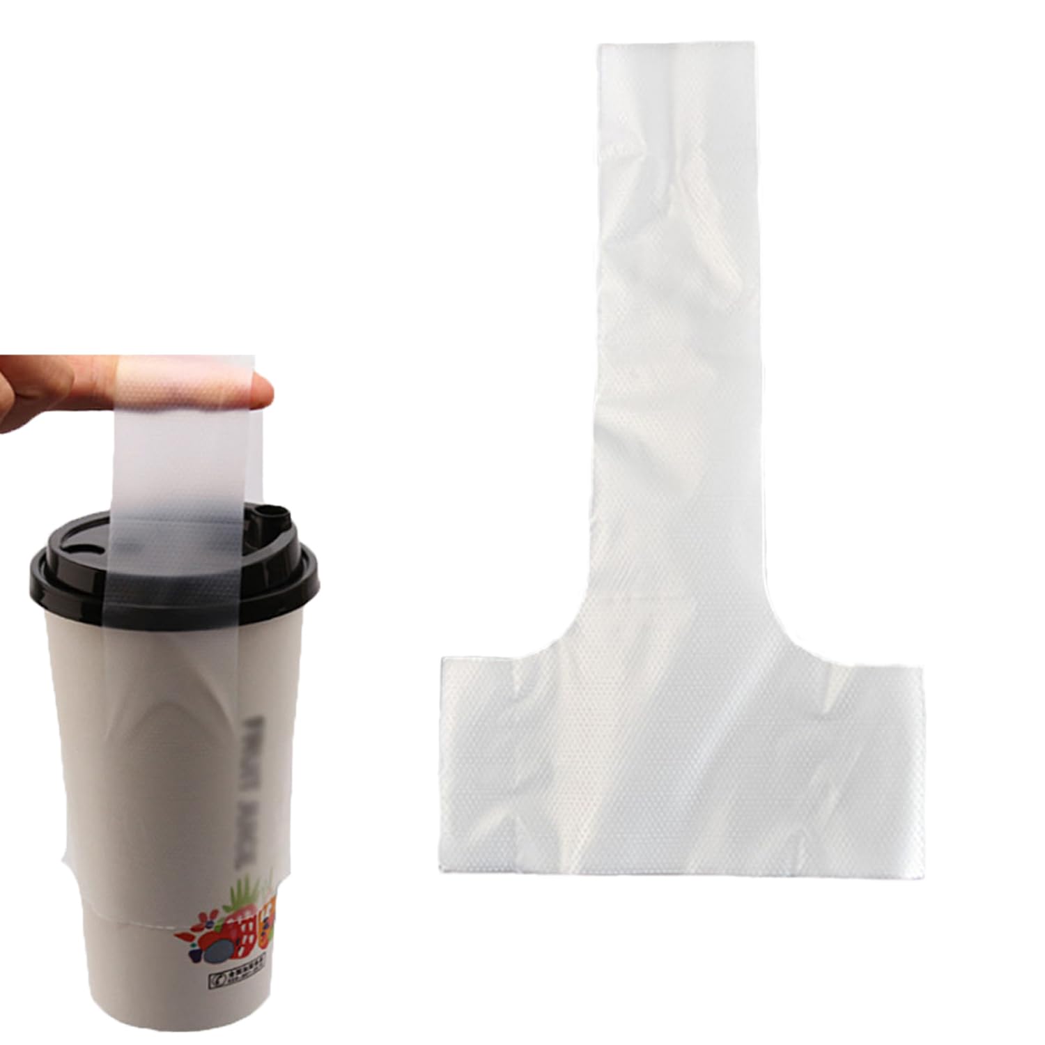 Whaline 1000 Count Thank You Handle Drinking Bags 1 Cup Handle Drink Carriers Plastic Packaging Poly Bags For Delivery Take Out Cup Holder Beverage - View #11