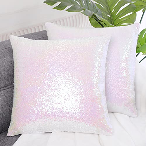 Uxcell A19032700UX0221 2 Pcs Starry Pink Sequin Throw Pillow Covers thumb #1