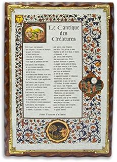La Balestra Cantico delle Creature - Quadro in Legno Rifinito in Ottone - Testo Francese - Prodotto in Umbria Italy - 33x23 cm