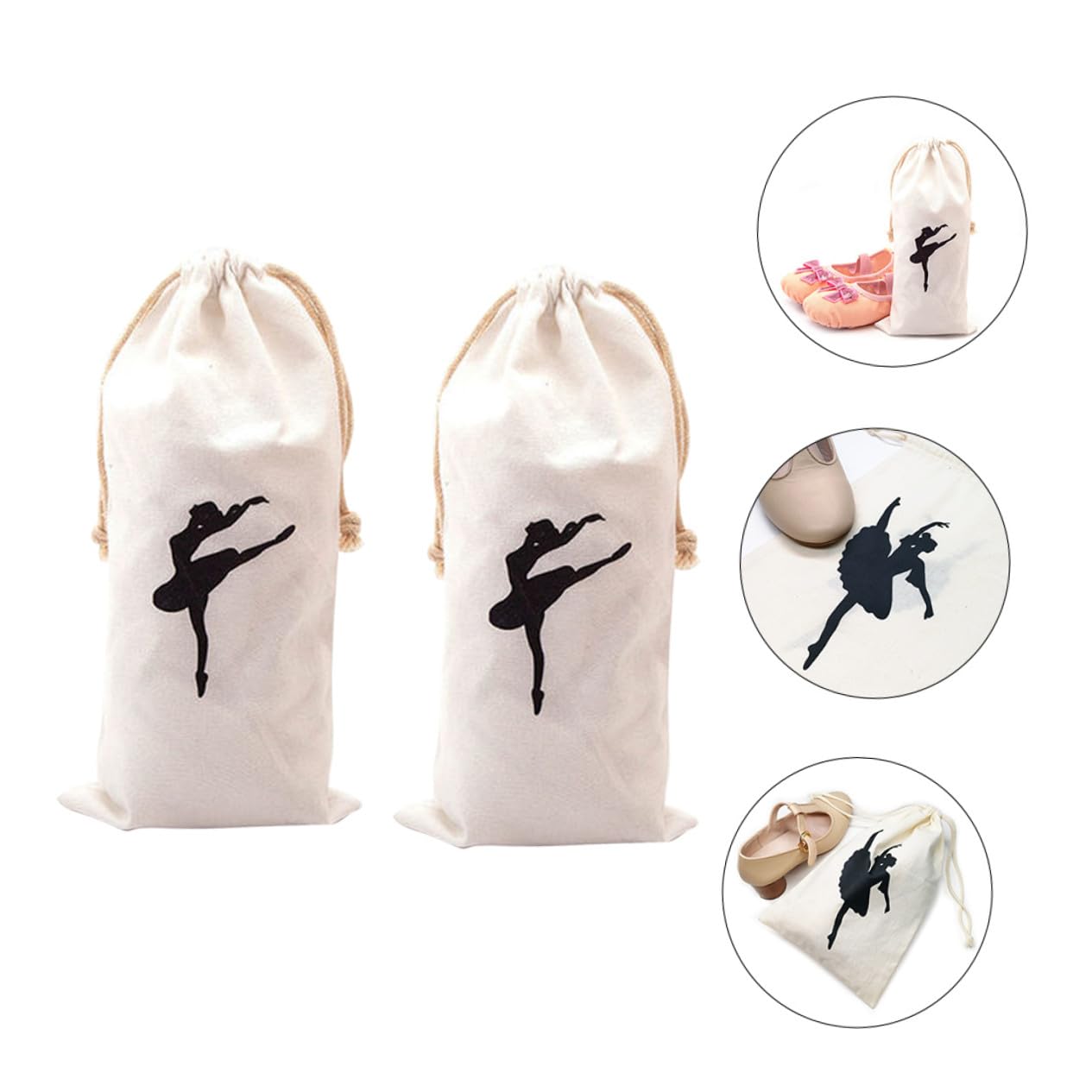 iplusmile 2 pezzi Borsa per Scarpette da Ballo in Tela Traspirante con Coulisse per Ragazze Ballerine Custodia Leggera per Scarpe da Punta Accessorio Danza Pratico e Facile da Pulire