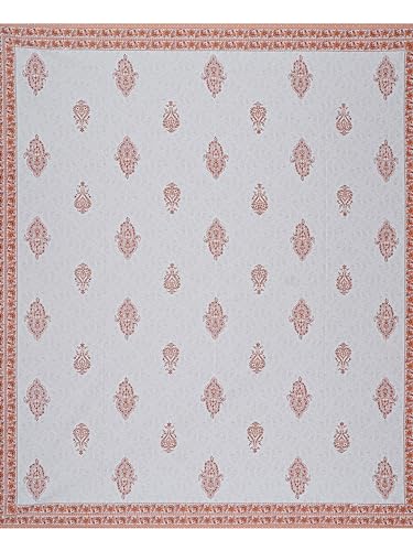 Image of LIVING ROOTS Jaipuri Hand Block Print Queen Cotton Bedsheet 86 * 96 Inches (7.1 * 8 Feet) with 2 Pillow Cover | 140 TC | Rich Fast Colour with No Colour Bleeding (204-B)