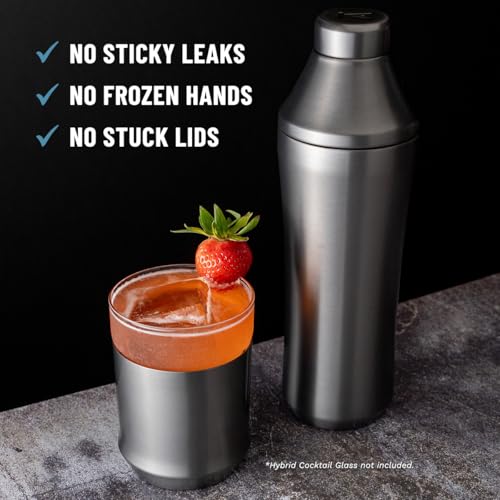 Elevated Craft Hybrid Cocktail Shaker - Premium Vacuum Insulated Stainless Steel Gunmetal Cocktail Shaker - Innovative Measuring System - Martini Shaker for the Home Bartender - 28oz Total Volume - Image 4
