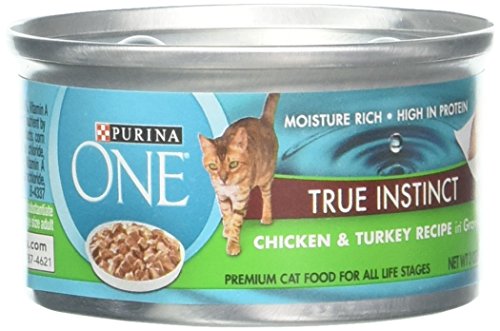 Purina ONE Natural Gravy Wet Cat Food, True Instinct Chicken & Turkey Recipe in Gravy - (24) 3 oz. Pull-Top Cans ( packaging may vary)