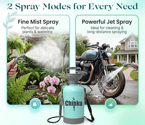 Image of Chipku 5 Litre Garden Spray Pump with Sprinkler Nozzle | Durable Lightweight Plastic Water Can for Home, Balcony & Outdoor Plants | Easy Pour Long Spout (Blue)
