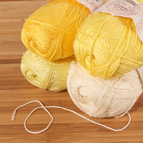 JubileeYarn Baby Soft Bamboo Cotton Yarn - 50g/Skein - Shades of Yellow - 4 Skeins - Image 3