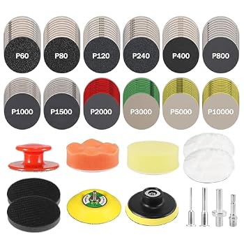 Avresecie 133 PCS Sanding Disc Drill Polishing Kit Sanding Attachment | 3 Inch Wet Dry Headlight Restoration Kit with Hook and Loop Sandpaper Buffing Pads with Rotary Tools