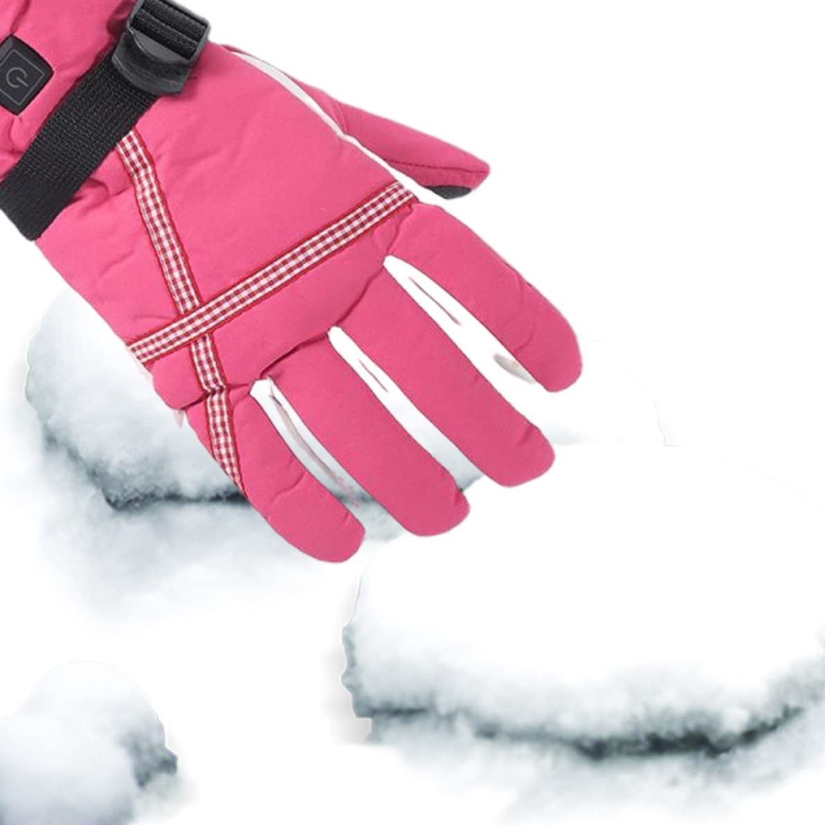 CHEWYNP Guanti riscaldati Guanti Termici elettrici alimentati a Batteria Rosa Ricaricabili, per Ciclismo all'aperto Montorcycle Campeggio Escursionismo Sci-1 Paio M