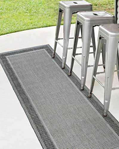 Modern Style Rugs Solstice Flatweave Grey Indoor/Outdoor Runner Rug. Garden, Patio, Living Room, Bedroom, Conservatory, Hallway. 80x200cm