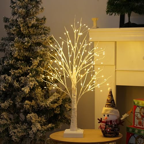 OURBAOFU 144 LED Birch Tree Lights, DIY Artificial Tree Lamp Timer Battery/USB Operated, Tabletop...