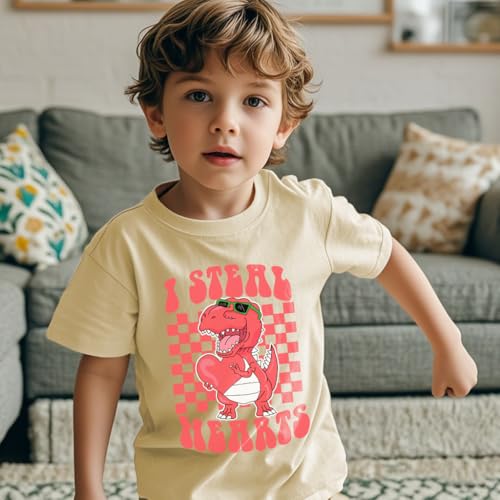 Toddler Boys Girls Valentine's T-Shirt Love Heart Truck Dinosaur Shirt Cotton Kids Tee Tops 2-7 Years2