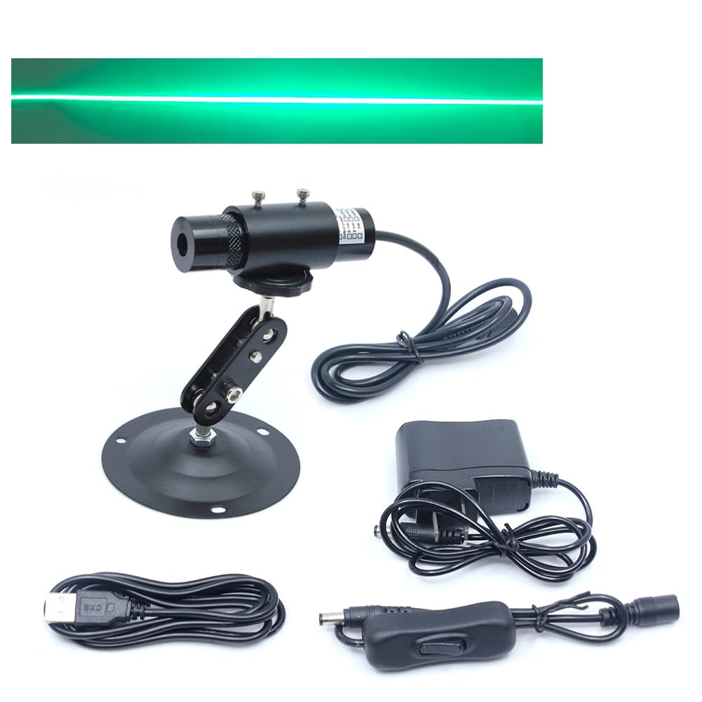 520nm Focusable High Power Green Line Module Line Generator 5V High Power Green Linear Locator for Cutting and Engraving Positioning