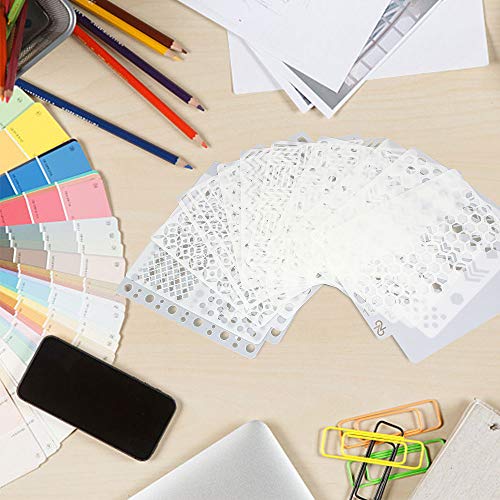 CODIRATO 11Pcs Pochoir Peinture pour La Carte, Pochoir Bullet Journal, Pochoir Lettre de Dessin Réutilisable Plastique DIY modèle de dessin pour Scrapbooking Carte d'anniversaire et d'artisanat - Image 8