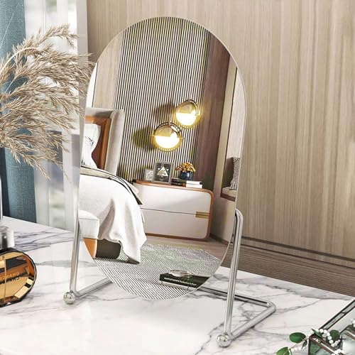 Espejo Ovalado de Mesa con Soporte Ajustable Plata