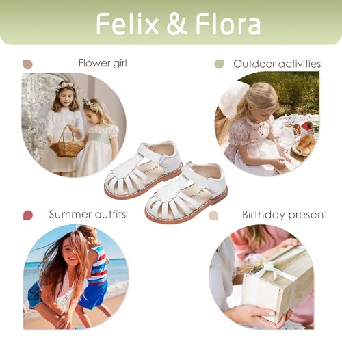 Image of Felix & Flora Toddler Girls Sandals Flower Girl Shoes Soft Rubber Princess Flat Shoes